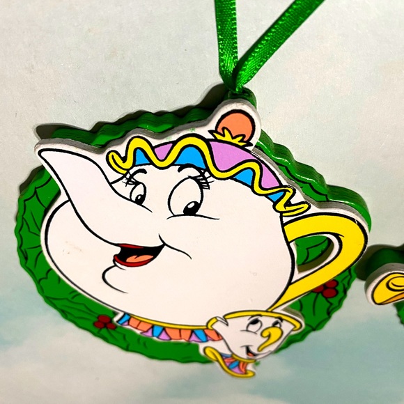 DISNEY’S BEAUTY & THE BEAST VTG 90s KURT ADLER WOODEN HANDCRAFTED XMAS ORNAMENTS - Picture 13 of 16